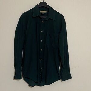 NATURAL LIFE Men's Deep Green Casual Button Down Shirt L corduroy casual office